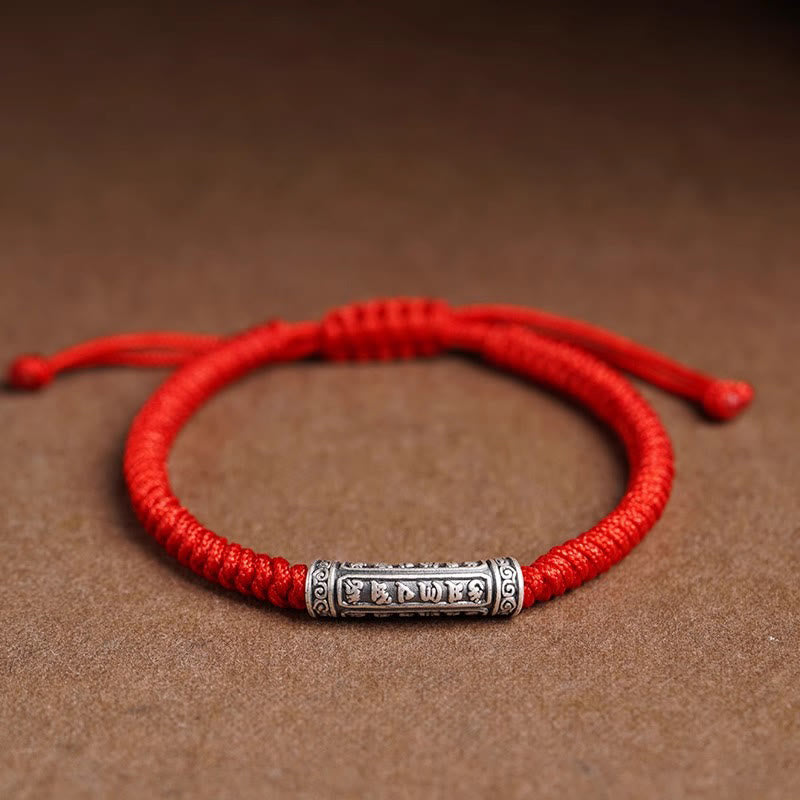 Fortune Jewel Handmade 999 Sterling Silver Peace and Good Fortune Om Mani Padme Hum Luck Rope Bracelet