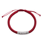 Fortune Jewel Handmade 999 Sterling Silver Peace and Good Fortune Om Mani Padme Hum Luck Rope Bracelet