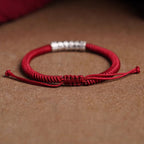 Fortune Jewel Handmade 999 Sterling Silver Peace and Good Fortune Om Mani Padme Hum Luck Rope Bracelet