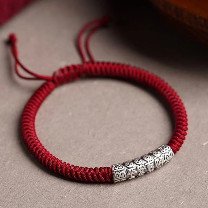 Fortune Jewel Handmade 999 Sterling Silver Peace and Good Fortune Om Mani Padme Hum Luck Rope Bracelet