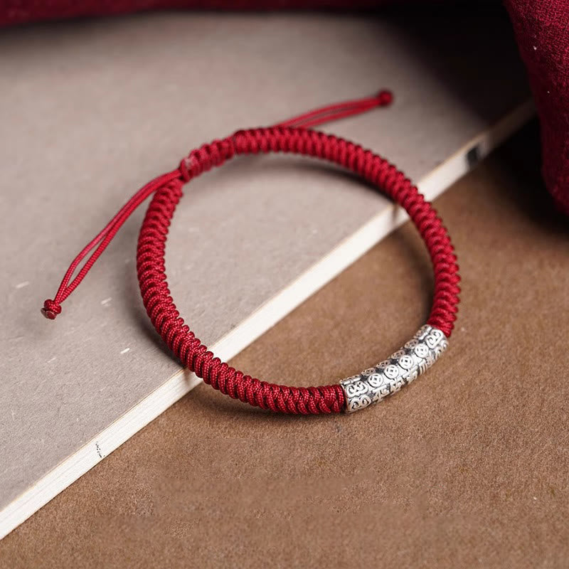 Fortune Jewel Handmade 999 Sterling Silver Peace and Good Fortune Om Mani Padme Hum Luck Rope Bracelet