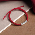 Fortune Jewel Handmade 999 Sterling Silver Peace and Good Fortune Om Mani Padme Hum Luck Rope Bracelet