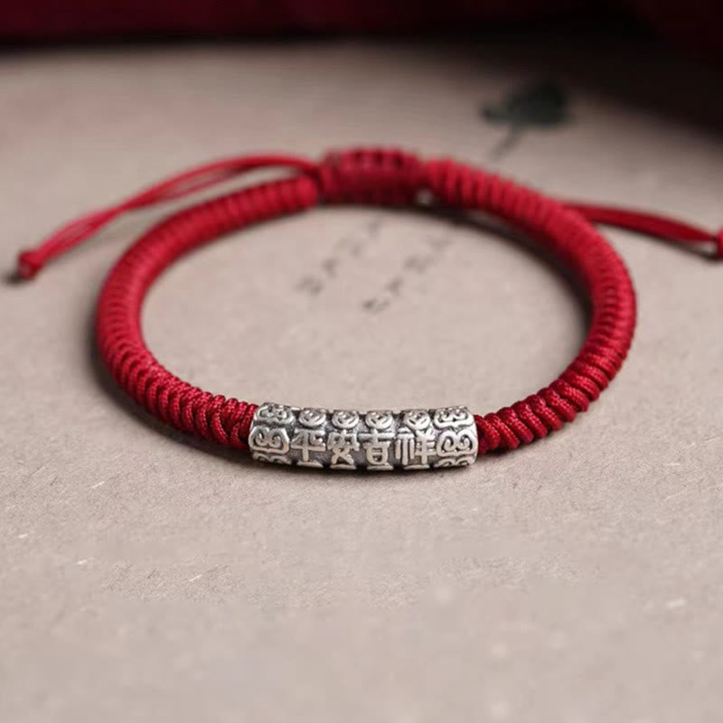 Fortune Jewel Handmade 999 Sterling Silver Peace and Good Fortune Om Mani Padme Hum Luck Rope Bracelet