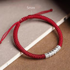 Fortune Jewel Handmade 999 Sterling Silver Peace and Good Fortune Om Mani Padme Hum Luck Rope Bracelet