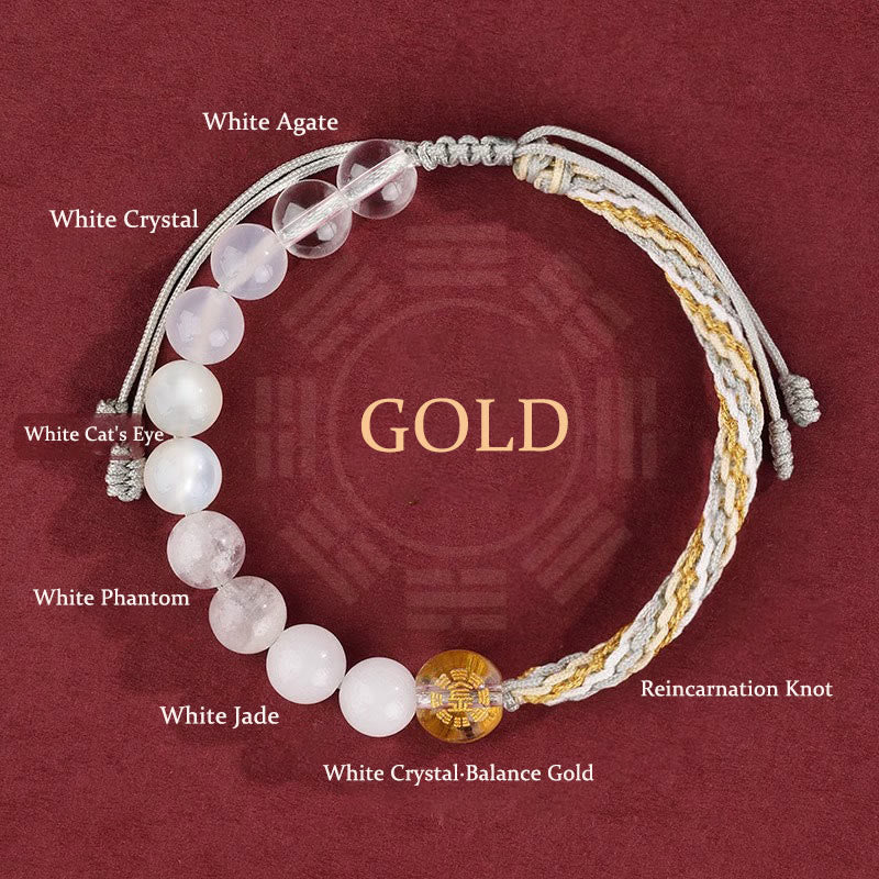 Fortune Jewel Five Elements Various Crystal Agate Wealth Reincarnation Knot Braid Bracelet