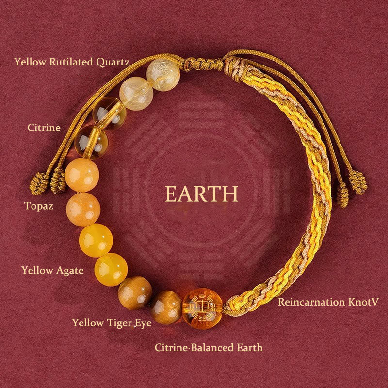 Fortune Jewel Five Elements Various Crystal Agate Wealth Reincarnation Knot Braid Bracelet