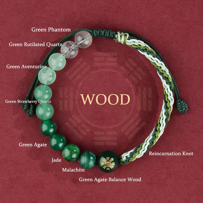 Fortune Jewel Five Elements Various Crystal Agate Wealth Reincarnation Knot Braid Bracelet