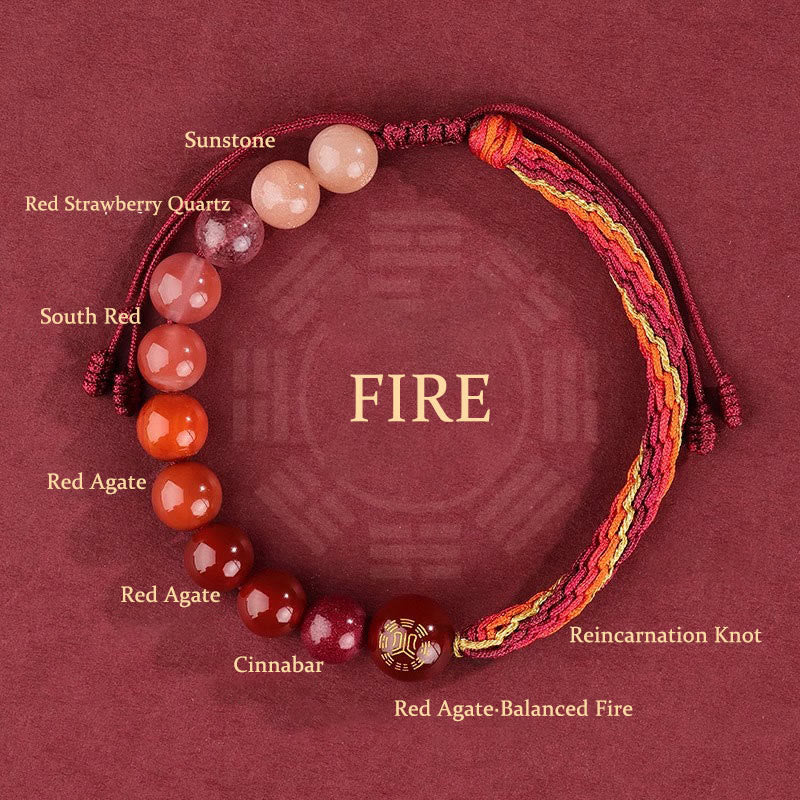 Fortune Jewel Five Elements Various Crystal Agate Wealth Reincarnation Knot Braid Bracelet