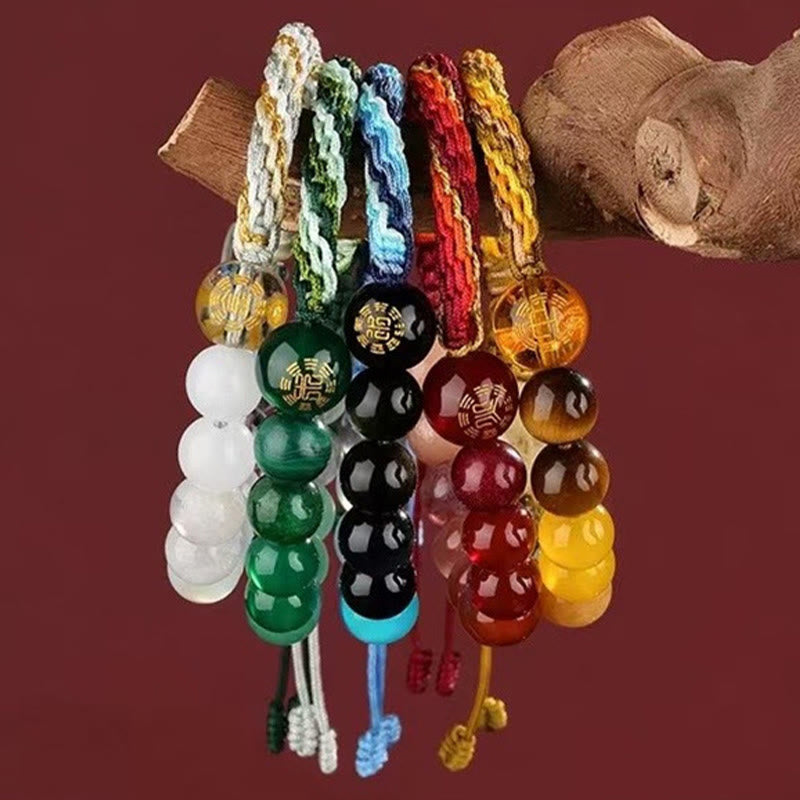 Fortune Jewel Five Elements Various Crystal Agate Wealth Reincarnation Knot Braid Bracelet