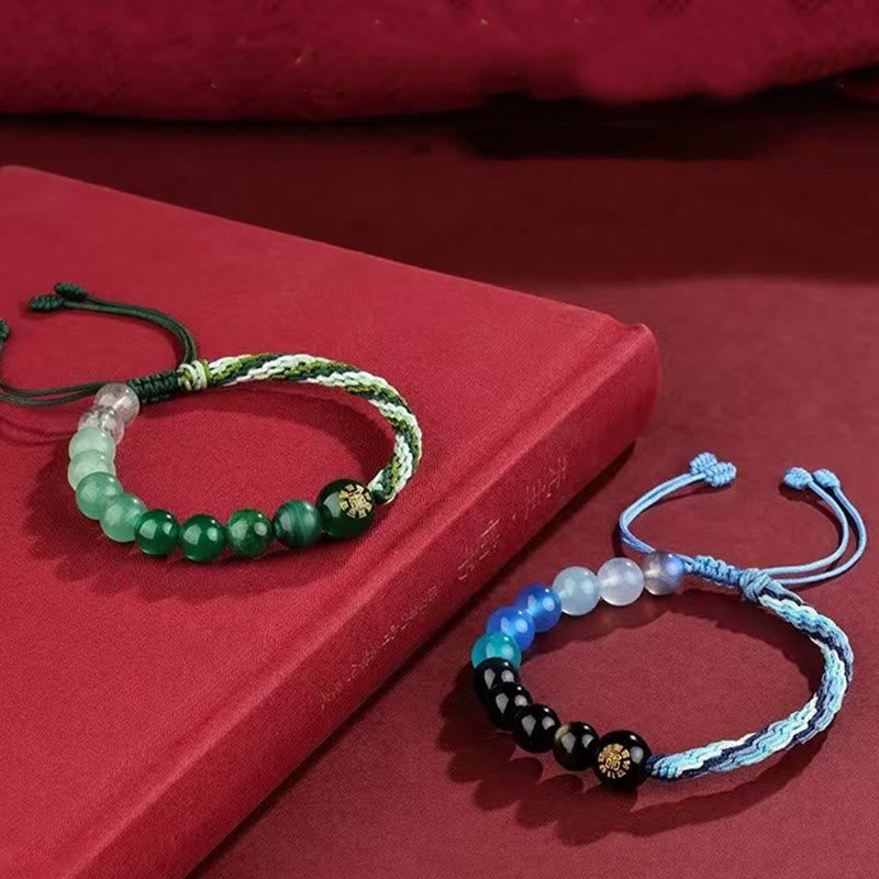 Fortune Jewel Five Elements Various Crystal Agate Wealth Reincarnation Knot Braid Bracelet