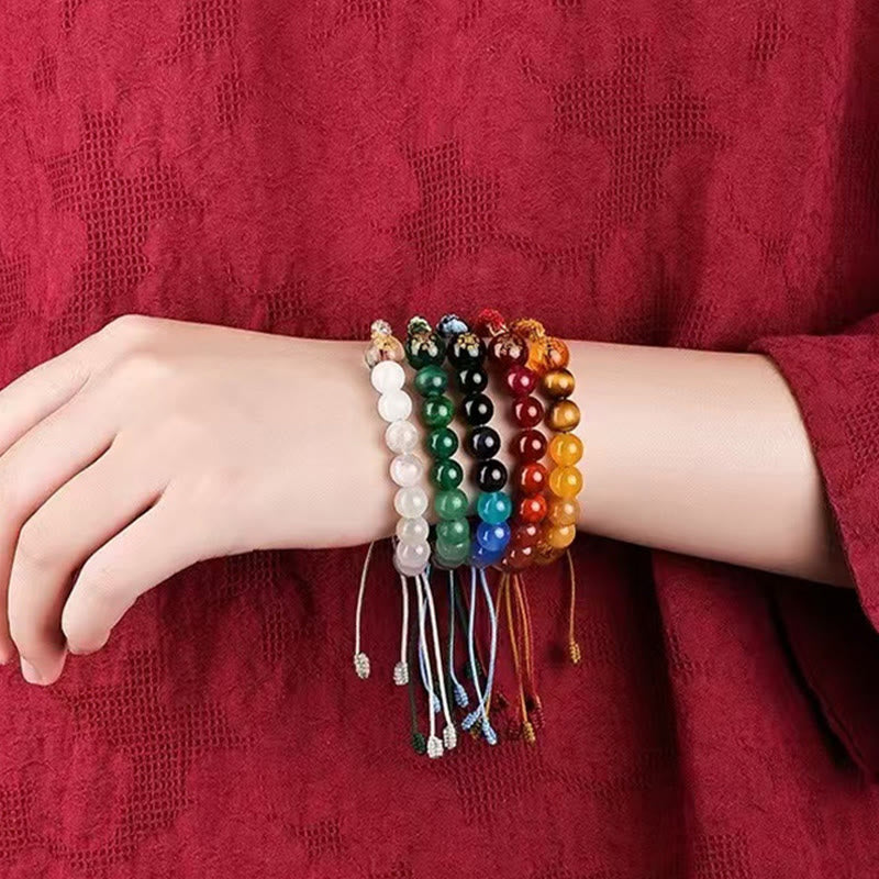 Fortune Jewel Five Elements Various Crystal Agate Wealth Reincarnation Knot Braid Bracelet