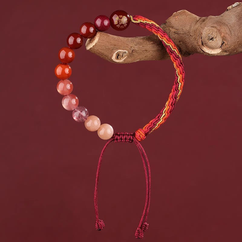 Fortune Jewel Five Elements Various Crystal Agate Wealth Reincarnation Knot Braid Bracelet