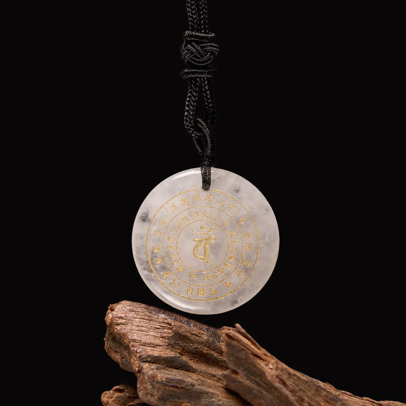 Fortune Jewel Vairocana Tathagata Sanskrit Mantra Various Crystal Black Obsidian Green Aventurine Strength Necklace Pendant