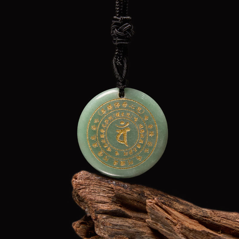 Fortune Jewel Vairocana Tathagata Sanskrit Mantra Various Crystal Black Obsidian Green Aventurine Strength Necklace Pendant