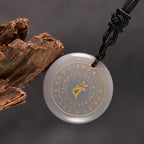 Fortune Jewel Vairocana Tathagata Sanskrit Mantra Various Crystal Black Obsidian Green Aventurine Strength Necklace Pendant