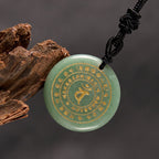 Fortune Jewel Vairocana Tathagata Sanskrit Mantra Various Crystal Black Obsidian Green Aventurine Strength Necklace Pendant