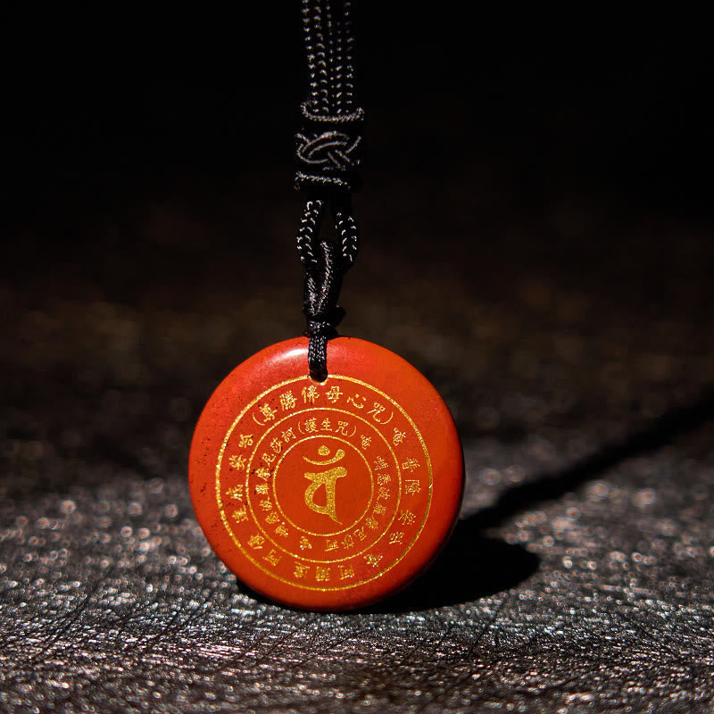 Fortune Jewel Vairocana Tathagata Sanskrit Mantra Various Crystal Black Obsidian Green Aventurine Strength Necklace Pendant