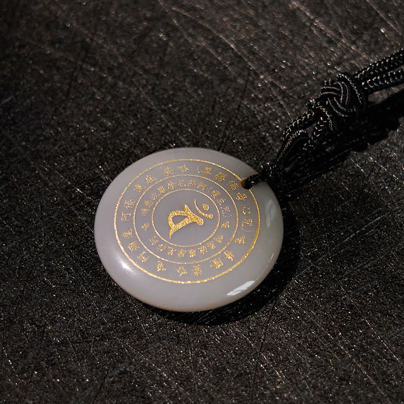 Fortune Jewel Vairocana Tathagata Sanskrit Mantra Various Crystal Black Obsidian Green Aventurine Strength Necklace Pendant