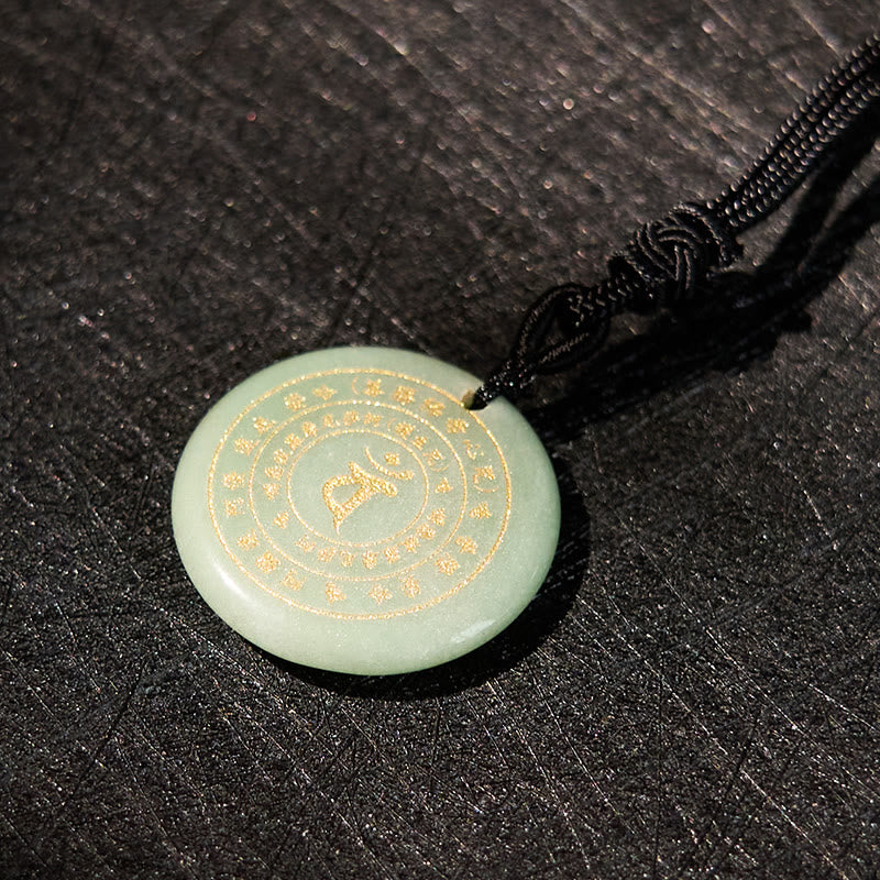 Fortune Jewel Vairocana Tathagata Sanskrit Mantra Various Crystal Black Obsidian Green Aventurine Strength Necklace Pendant