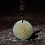 Fortune Jewel Om Mani Padme Hum Natural Various Crystal Black Obsidian Strength Necklace Pendant