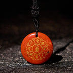 Fortune Jewel Om Mani Padme Hum Natural Various Crystal Black Obsidian Strength Necklace Pendant