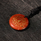 Fortune Jewel Om Mani Padme Hum Natural Various Crystal Black Obsidian Strength Necklace Pendant