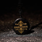 Fortune Jewel Vajra Dorje Sanskrit Pattern Natural Various Crystal Black Obsidian Fulfilment Necklace Pendant
