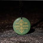 Fortune Jewel Vajra Dorje Sanskrit Pattern Natural Various Crystal Black Obsidian Fulfilment Necklace Pendant