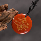 Fortune Jewel Vajra Dorje Sanskrit Pattern Natural Various Crystal Black Obsidian Fulfilment Necklace Pendant