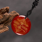 Fortune Jewel Vajra Dorje Sanskrit Pattern Natural Various Crystal Black Obsidian Fulfilment Necklace Pendant