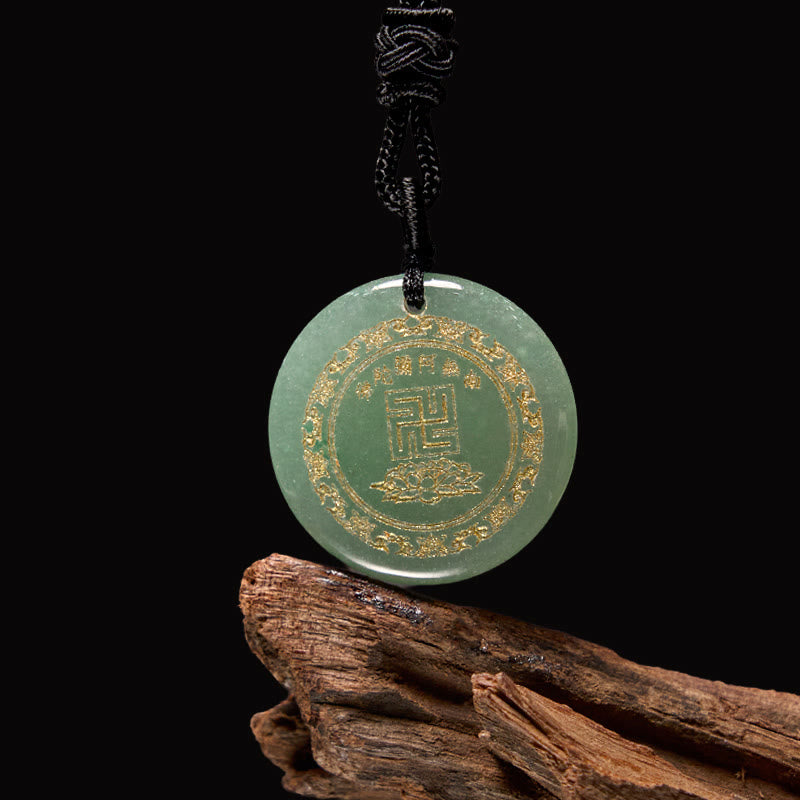 Fortune Jewel Swastika Lotus Pattern Natural Various Crystal Black Obsidian Purification Necklace Pendant