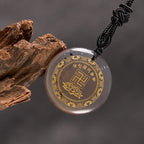 Fortune Jewel Swastika Lotus Pattern Natural Various Crystal Black Obsidian Purification Necklace Pendant