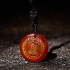 Fortune Jewel Swastika Lotus Pattern Natural Various Crystal Black Obsidian Purification Necklace Pendant