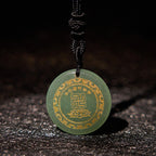 Fortune Jewel Swastika Lotus Pattern Natural Various Crystal Black Obsidian Purification Necklace Pendant