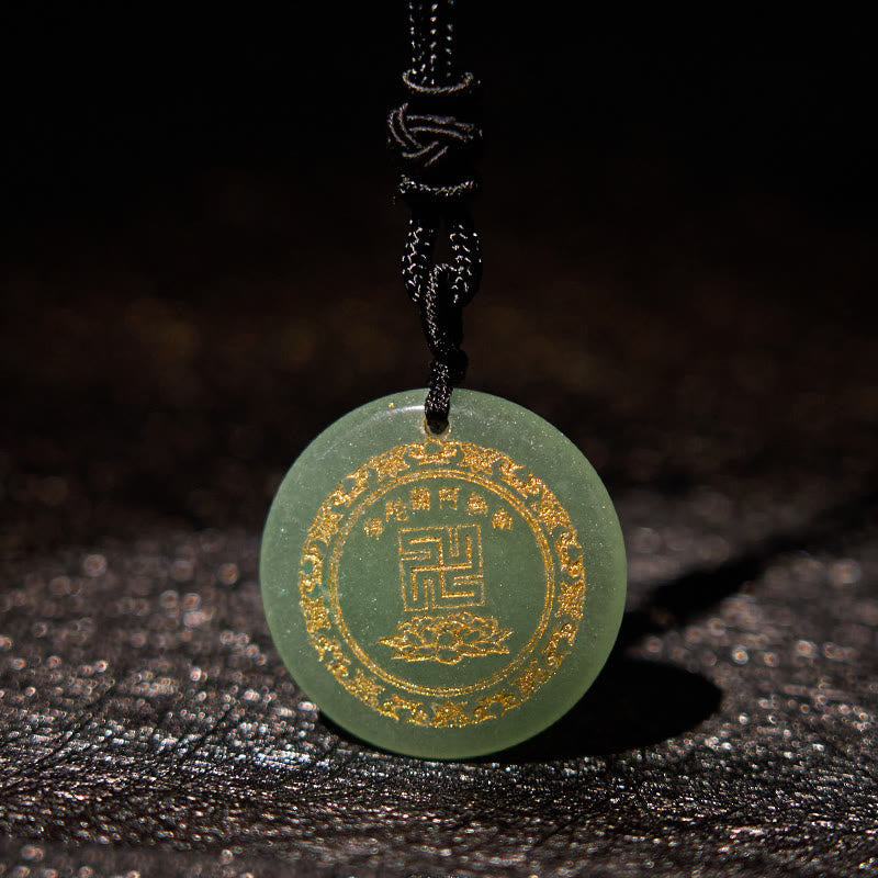 Fortune Jewel Swastika Lotus Pattern Natural Various Crystal Black Obsidian Purification Necklace Pendant