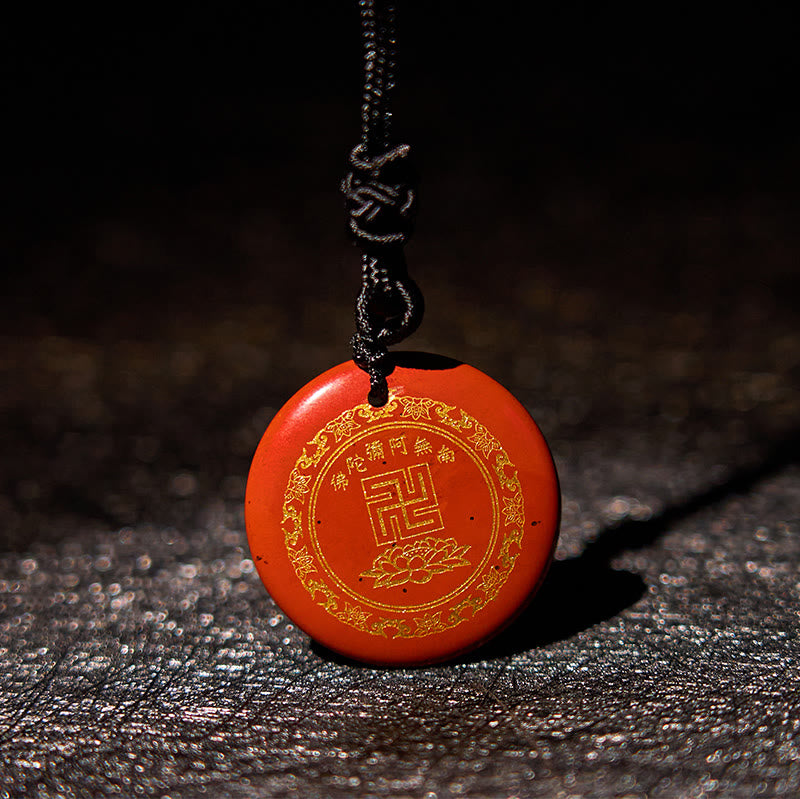 Fortune Jewel Swastika Lotus Pattern Natural Various Crystal Black Obsidian Purification Necklace Pendant
