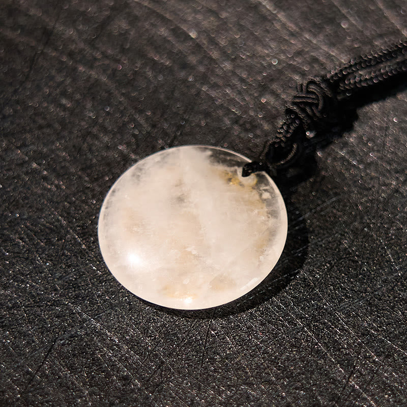 Fortune Jewel Swastika Lotus Pattern Natural Various Crystal Black Obsidian Purification Necklace Pendant