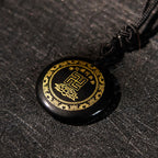 Fortune Jewel Swastika Lotus Pattern Natural Various Crystal Black Obsidian Purification Necklace Pendant