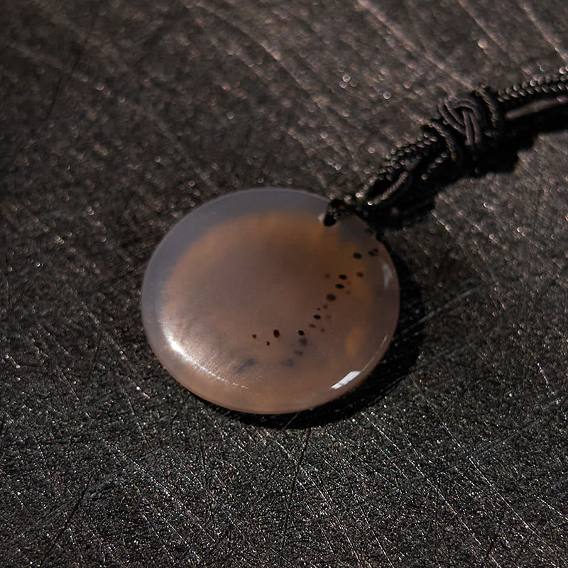 Fortune Jewel Swastika Lotus Pattern Natural Various Crystal Black Obsidian Purification Necklace Pendant