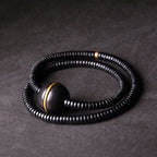 Fortune Jewel Ebony Wood Copper Brass Balance Ball Cuboid Double Wrap Bracelet Necklace