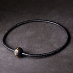 Fortune Jewel Ebony Wood Copper Brass Balance Ball Cuboid Double Wrap Bracelet Necklace