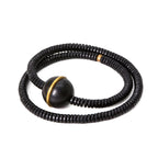 Fortune Jewel Ebony Wood Copper Brass Balance Ball Cuboid Double Wrap Bracelet Necklace