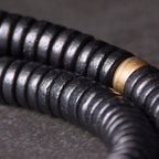 Fortune Jewel Ebony Wood Copper Brass Balance Ball Cuboid Double Wrap Bracelet Necklace
