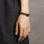Fortune Jewel Ebony Wood Green Sandalwood Copper Brass Calm Double Wrap Bracelet