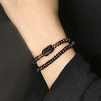 Fortune Jewel Ebony Wood Green Sandalwood Copper Brass Calm Double Wrap Bracelet