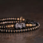 Fortune Jewel Ebony Wood Green Sandalwood Copper Brass Calm Double Wrap Bracelet