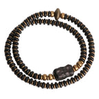 Fortune Jewel Ebony Wood Green Sandalwood Copper Brass Calm Double Wrap Bracelet