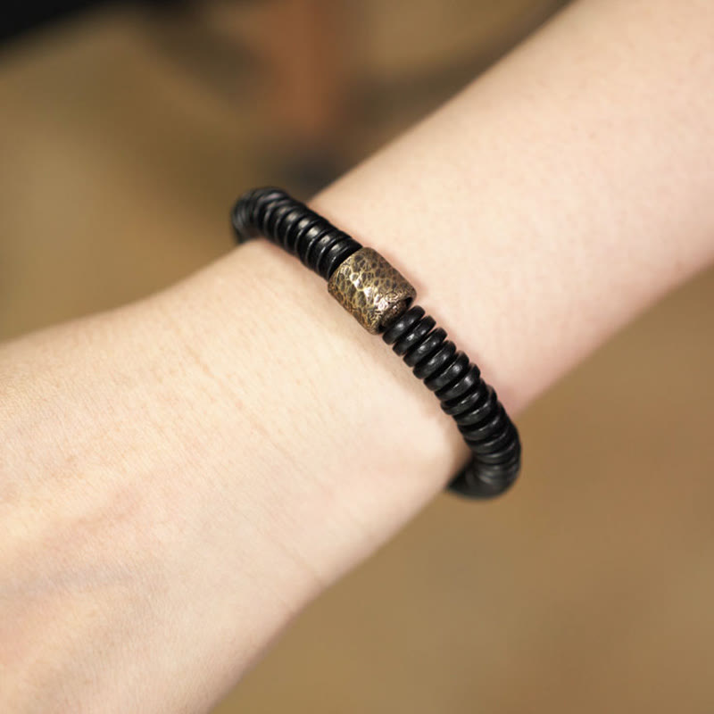 Fortune Jewel Ebony Wood Copper Brass Calm Bracelet