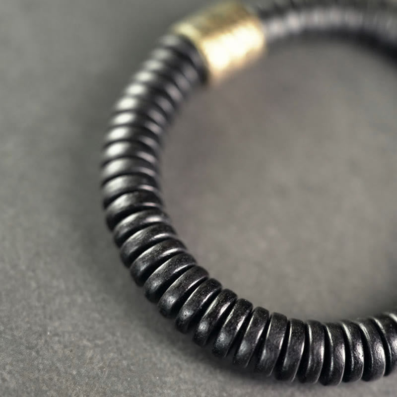 Fortune Jewel Ebony Wood Copper Brass Calm Bracelet