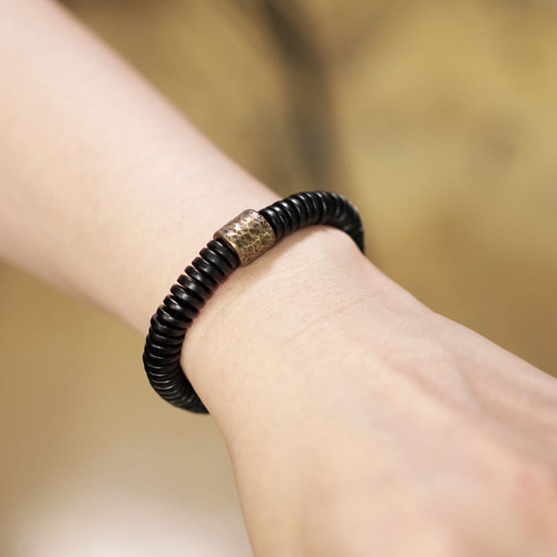 Fortune Jewel Ebony Wood Copper Brass Calm Bracelet